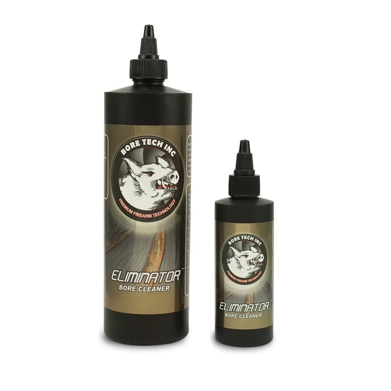 Bore Tech Eliminator Bore Cleaner in 4 oz and 16 oz bottles.